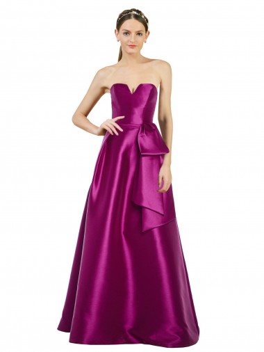 V-Neck Satin Sleeveless Merlot Prom Dress / Bridesmaid Dress Edinburgh