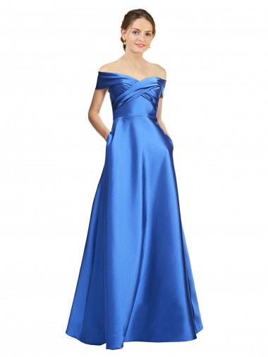 Off the Shoulder Satin Sleeveless Black Tie Evening Gown / Prom Dress / Bridesmaid Dress Edinburgh