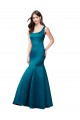 Bateau Neck Satin Sleeveless Peacock Blue Prom Dress / Bridesmaid Dress Edinburgh