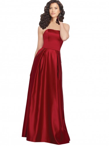 Strapless Satin Sleeveless Dark Red Prom Dress / Bridesmaid Dress Edinburgh