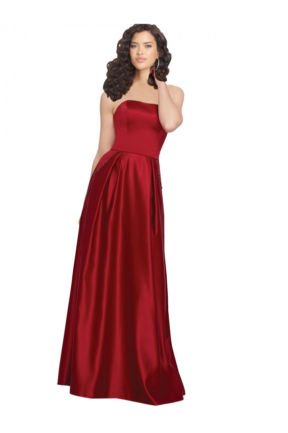 Strapless Satin Sleeveless Dark Red Prom Dress / Bridesmaid Dress Edinburgh