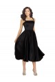 Square Neck Satin Sleeveless Black Prom Dress / Bridesmaid Dress Edinburgh