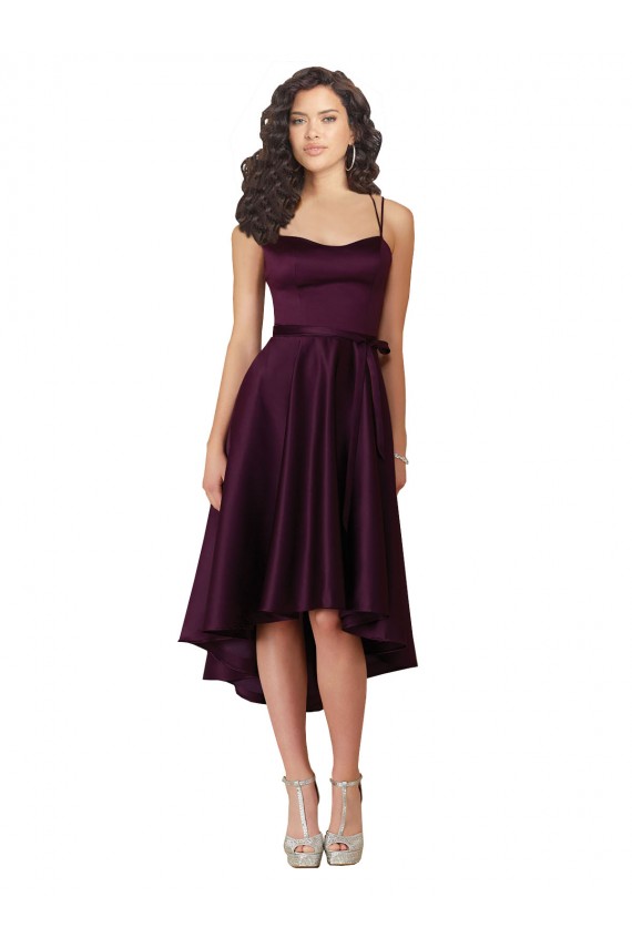 Sweetheart Satin Sleeveless Criss Cross Back Grape High Low Prom Dress / Bridesmaid Dress Edinburgh