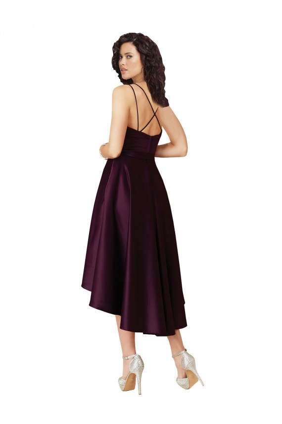 Sweetheart Satin Sleeveless Criss Cross Back Grape High Low Prom Dress / Bridesmaid Dress Edinburgh