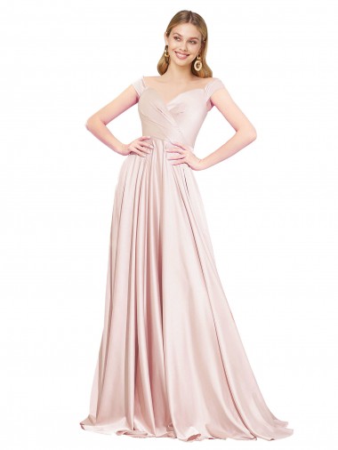 Off the Shoulder Satin Sleeveless Pink Formal Evening Gown / Prom Dress / Bridesmaid Dress Edinburgh