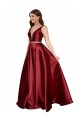 V-Neck Satin Sleeveless V-Back Burgundy Formal Plus Size Evening Gown / Prom Dress / Bridesmaid Dress Edinburgh