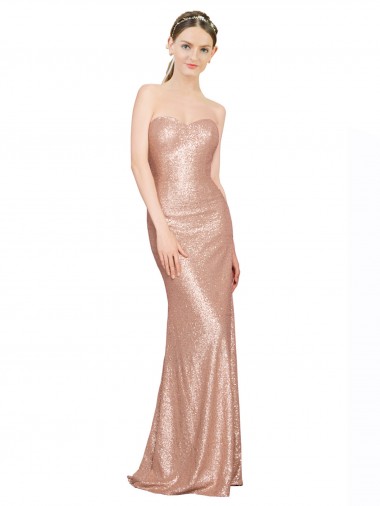 Sweetheart Sequin Sleeveless Low Back Rose Gold Formal Evening Gown / Prom Dress / Bridesmaid Dress Edinburgh