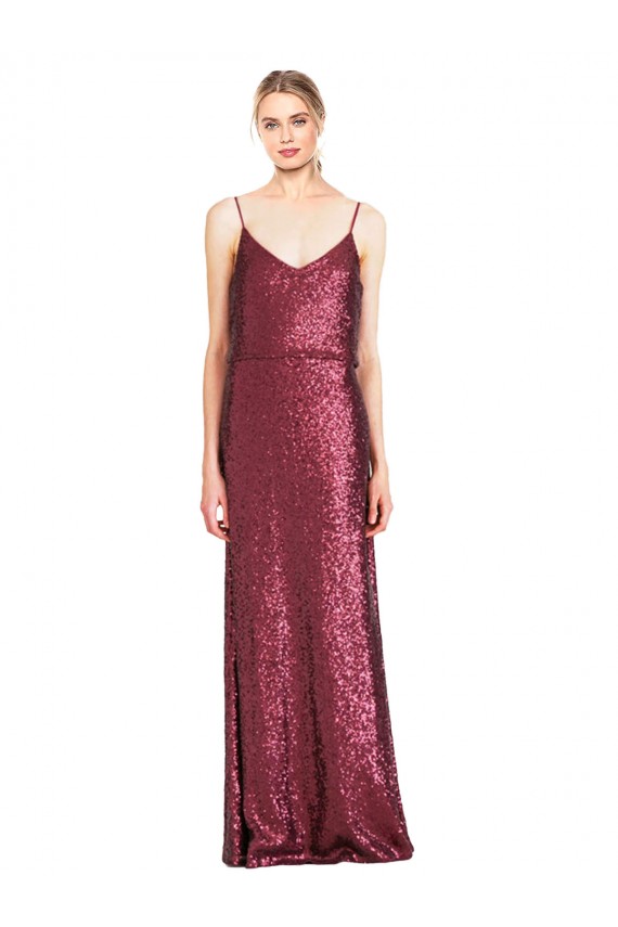 Halter Neck Sequin Sleeveless Burgundy Formal Evening Gown / Prom Dress / Bridesmaid Dress Edinburgh