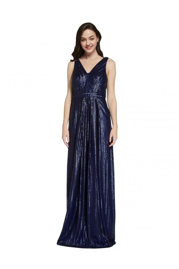 V-Neck Sequin Sleeveless V-Back Dark Navy Formal Evening Gown / Prom Dress / Bridesmaid Dress Edinburgh