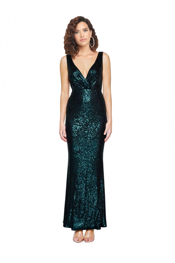 V-Neck Sequin Sleeveless Dark Green Bridesmaid Dress / Evening Dress Edinburgh