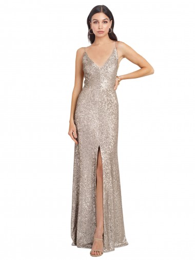 V-Neck Sequin & Sparkling Sequin Sleeveless V-Back Silver Formal Evening Gown / Prom Dress / Bridesmaid Dress Edinburgh