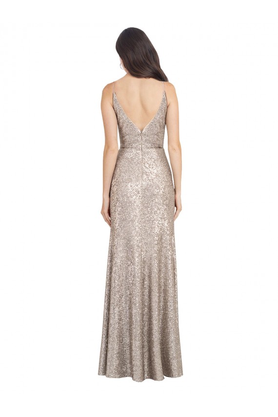 V-Neck Sequin & Sparkling Sequin Sleeveless V-Back Silver Formal Evening Gown / Prom Dress / Bridesmaid Dress Edinburgh