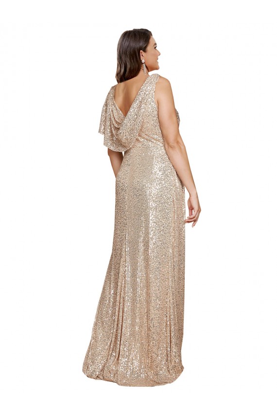 V-Neck Sequin Sleeveless Gold Black Tie Plus Size Evening Gown / Prom Dress / Bridesmaid Dress Edinburgh