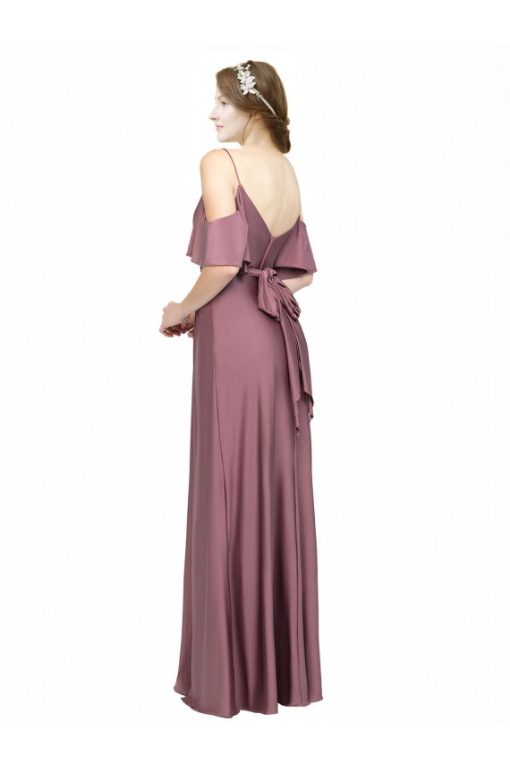 Off the Shoulder Silk like Satin Cold Shoulder Low Back Formal Evening Gown / Prom Dress / Bridesmaid Dress Edinburgh