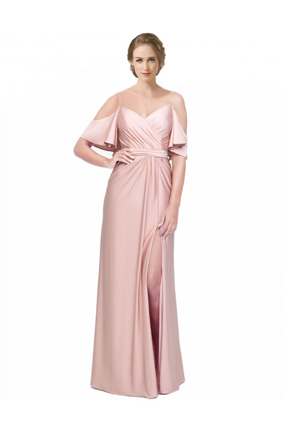 Off the Shoulder Silk like Satin Cold Shoulder Low Back Formal Evening Gown / Prom Dress / Bridesmaid Dress Edinburgh