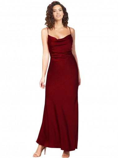 Cowl Neck Silk like Satin Sleeveless Low Back Burgundy Black Tie Evening Gown / Prom Dress / Bridesmaid Dress Edinburgh