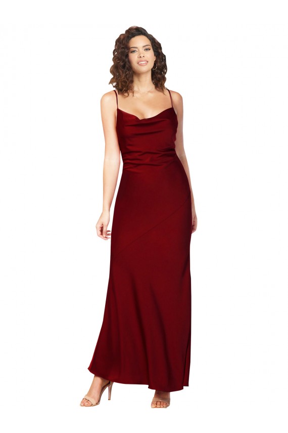 Cowl Neck Silk like Satin Sleeveless Low Back Burgundy Black Tie Evening Gown / Prom Dress / Bridesmaid Dress Edinburgh
