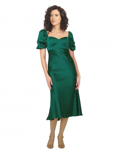 Sweetheart Silk like Satin Short Sleeves Low Back Hunter Formal Evening Gown / Prom Dress / Bridesmaid Dress Edinburgh