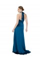 Halter Neck Silk like Satin Sleeveless Open Back Peacock Blue Formal Evening Gown / Prom Dress / Bridesmaid Dress Edinburgh