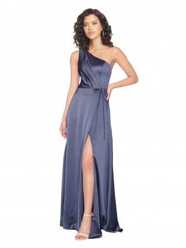 One Shoulder Silk like Satin Sleeveless Dusk Formal Evening Gown / Prom Dress / Bridesmaid Dress Edinburgh