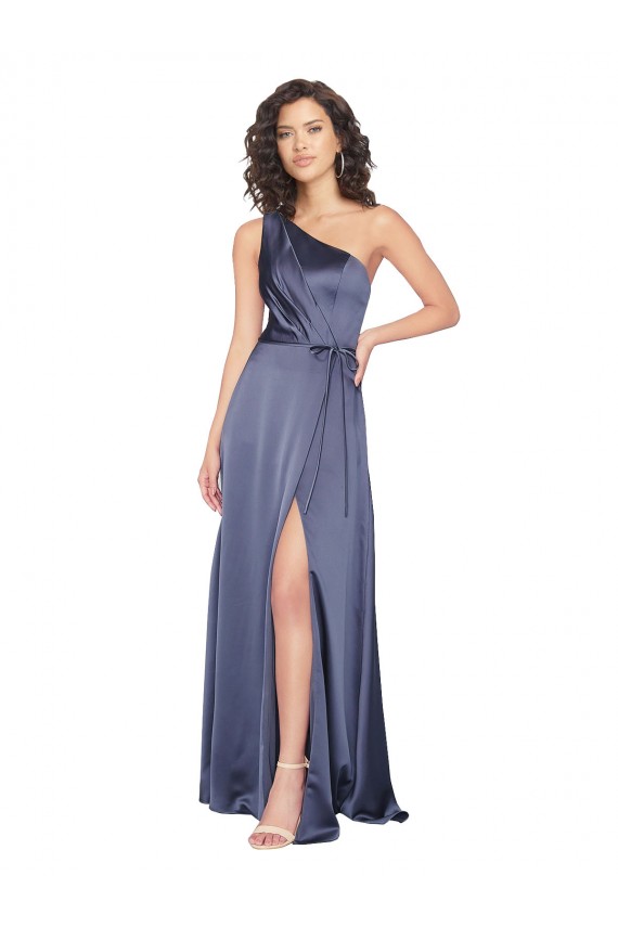 One Shoulder Silk like Satin Sleeveless Dusk Formal Evening Gown / Prom Dress / Bridesmaid Dress Edinburgh