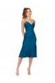 V-Neck Silk like Satin Sleeveless Low Back Peacock Blue Prom Dress / Bridesmaid Dress Edinburgh