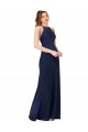 High Neck Silk like Satin Sleeveless Criss Cross Back Sapphire Formal Evening Gown / Prom Dress / Bridesmaid Dress Edinburgh