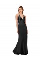 V-Neck Silk like Satin Sleeveless Criss Cross Back Black Black Tie Evening Gown / Prom Dress / Bridesmaid Dress Edinburgh