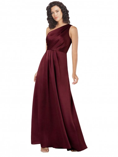 One Shoulder Silk like Satin Sleeveless Burgundy Formal Evening Gown / Prom Dress / Bridesmaid Dress Edinburgh