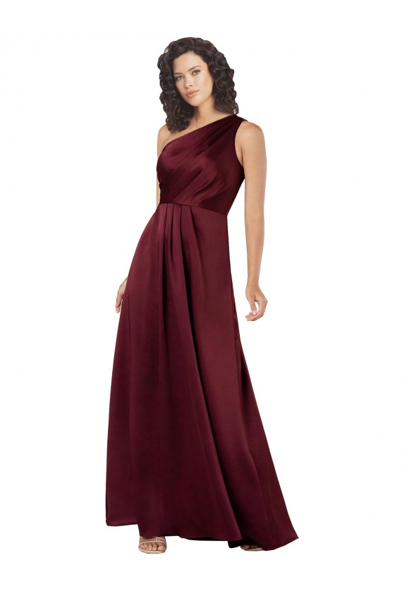 One Shoulder Silk like Satin Sleeveless Burgundy Formal Evening Gown / Prom Dress / Bridesmaid Dress Edinburgh