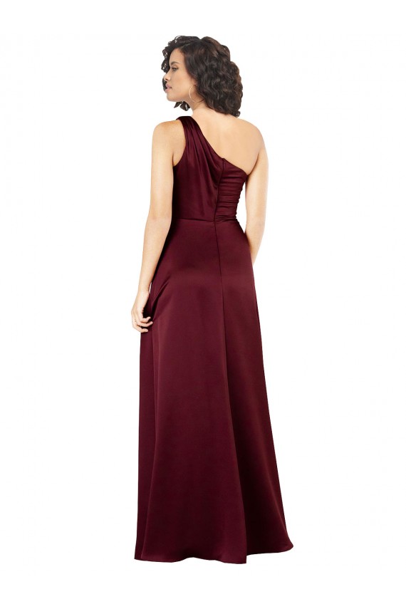 One Shoulder Silk like Satin Sleeveless Burgundy Formal Evening Gown / Prom Dress / Bridesmaid Dress Edinburgh