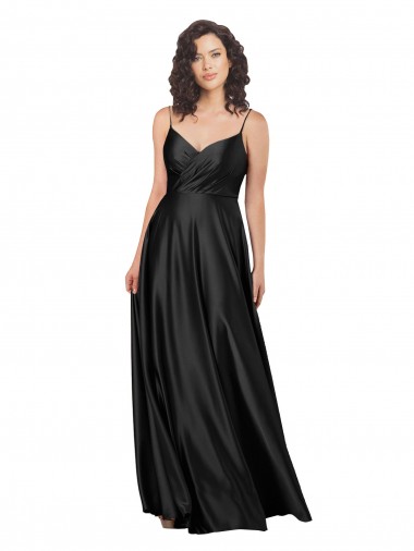 V-Neck Silk like Satin Sleeveless Low Back Black Formal Dress / Bridesmaid Dress Edinburgh