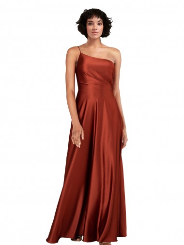 One Shoulder Silk like Satin Sleeveless Burnt Orange Black Tie Evening Gown / Prom Dress / Bridesmaid Dress Edinburgh