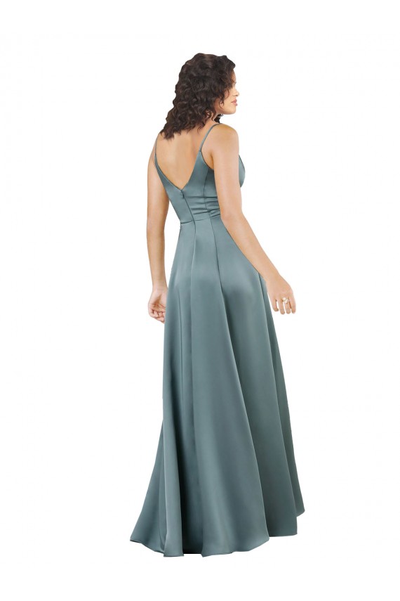 V-Neck Silk like Satin Sleeveless V-Back Black Formal Evening Gown / Prom Dress / Bridesmaid Dress Edinburgh