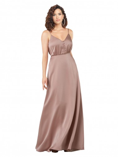 V-Neck Silk like Satin Sleeveless Dusty Pink Formal Evening Gown / Bridesmaid Dress Edinburgh