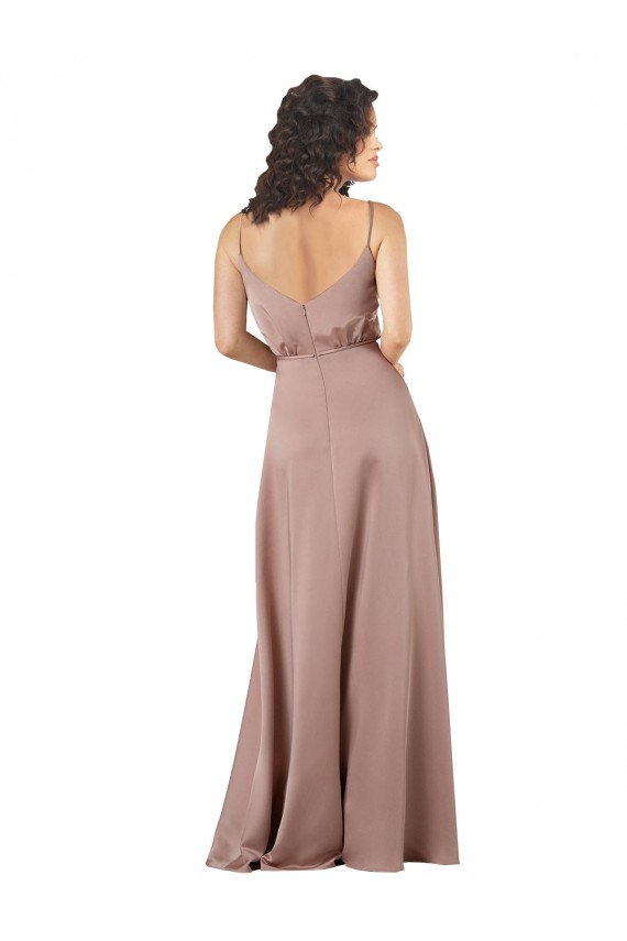 V-Neck Silk like Satin Sleeveless Dusty Pink Formal Evening Gown / Bridesmaid Dress Edinburgh