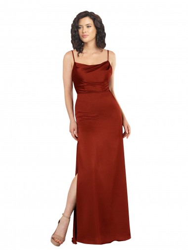 Spaghetti Straps Silk like Satin Sleeveless Low Back Red Formal Evening Gown / Prom Dress / Bridesmaid Dress Edinburgh