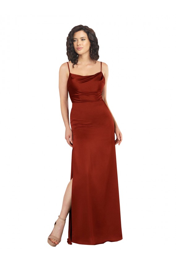 Spaghetti Straps Silk like Satin Sleeveless Low Back Red Formal Evening Gown / Prom Dress / Bridesmaid Dress Edinburgh