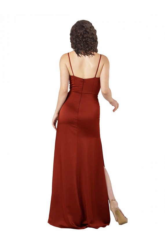 Spaghetti Straps Silk like Satin Sleeveless Low Back Red Formal Evening Gown / Prom Dress / Bridesmaid Dress Edinburgh