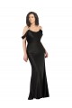 Off the Shoulder Silk like Satin Sleeveless Low Back Black Formal Dress / Bridesmaid Dress Edinburgh