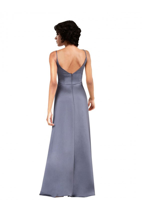 V-Neck Silk like Satin Sleeveless Black Formal Evening Gown / Prom Dress / Bridesmaid Dress Edinburgh