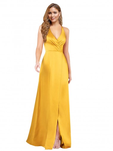 V-Neck Silk like Satin Sleeveless Open Back Formal Dress / Bridesmaid Dress Edinburgh