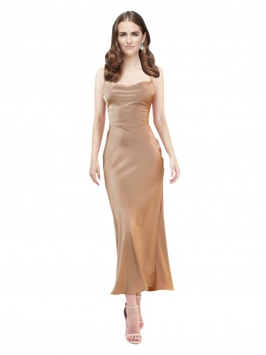 Cowl Neck Silk like Satin Sleeveless Low Back Rose Gold Formal Evening Gown / Prom Dress / Bridesmaid Dress Edinburgh