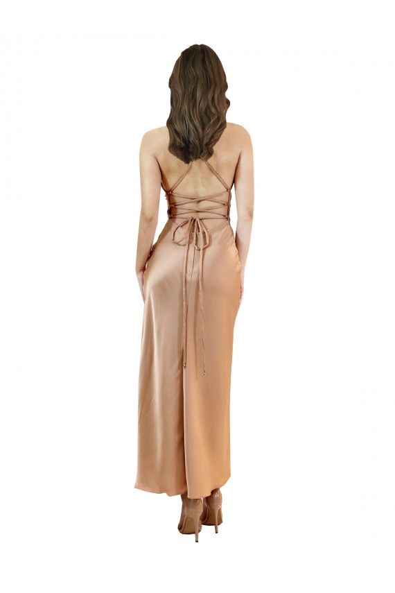 Cowl Neck Silk like Satin Sleeveless Low Back Rose Gold Formal Evening Gown / Prom Dress / Bridesmaid Dress Edinburgh