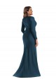 V-Neck Silk like Satin Long Sleeves Atlantic Blue Formal Plus Size Evening Gown / Prom Dress / Bridesmaid Dress Edinburgh