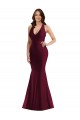 V-Neck Silk like Satin Sleeveless Open Back Burgundy Formal Plus Size Evening Gown / Prom Dress / Bridesmaid Dress Edinburgh