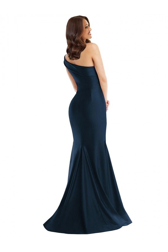 One Shoulder Silk like Satin Sleeveless Long Light Sky Blue Formal Evening Gown / Prom Dress / Bridesmaid Dress Edinburgh