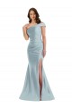 One Shoulder Silk like Satin Sleeveless Long Light Sky Blue Formal Evening Gown / Prom Dress / Bridesmaid Dress Edinburgh
