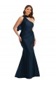 One Shoulder Silk like Satin Sleeveless Dark Navy Formal Plus Size Evening Gown / Prom Dress / Bridesmaid Dress Edinburgh