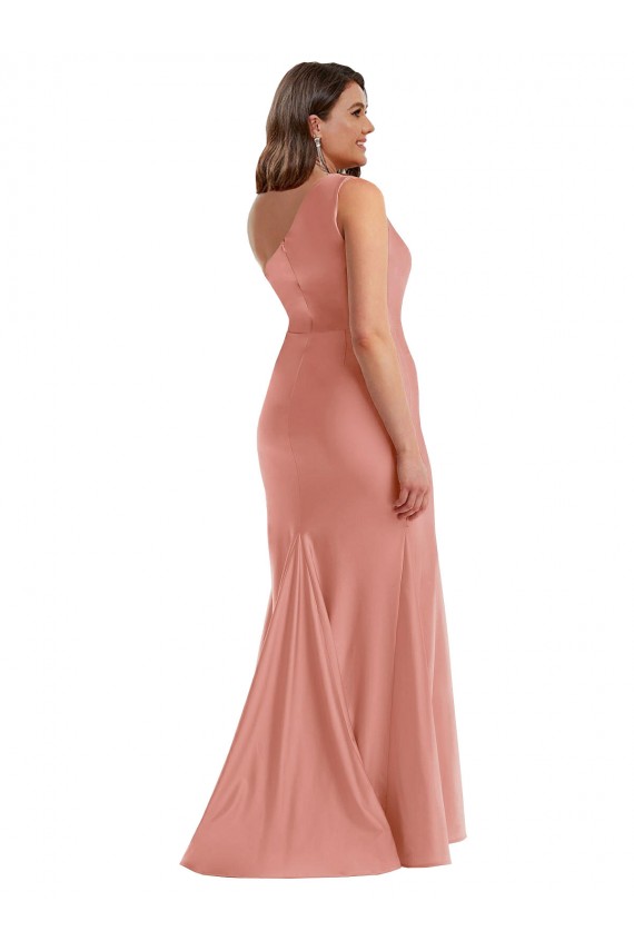 One Shoulder Silk like Satin Sleeveless Georgia Peach Black Tie Plus Size Evening Gown / Prom Dress / Bridesmaid Dress Edinburgh